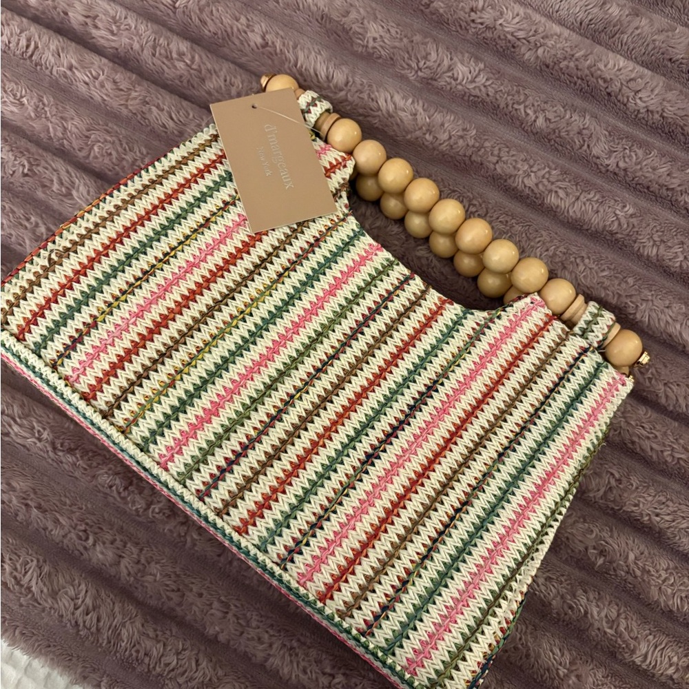 Multicolor Clutch with Wood Bead Handle